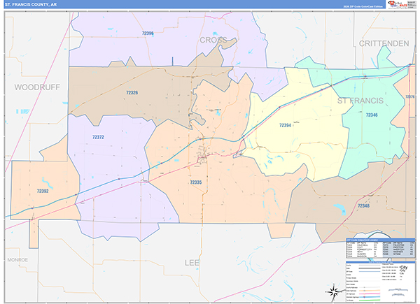 St. Francis County, AR Zip Code Map